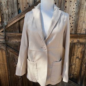 Max Studio Taupe And White One Button Blazer Jacket Size Medium